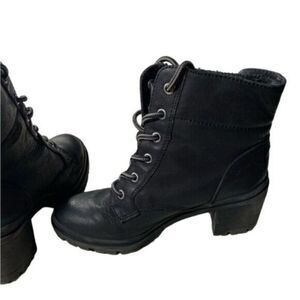 GUC JellyPop Women’s Black Mid Top Lace Up Boots 3” heel- Size 5.5